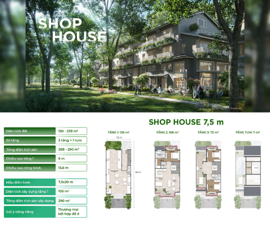 Hoạt ảnh thiết kế mặt bằng SHOP HOUSE 1 Eco Retreat