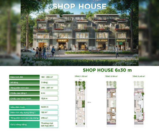 Hoạt ảnh thiết kế mặt bằng SHOP HOUSE 2 Eco Retreat