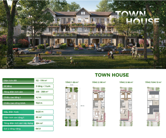 Hoạt ảnh thiết kế mặt bằng TOWN HOUSE Eco Retreat