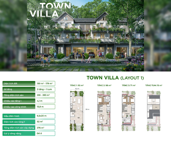 Hoạt ảnh thiết kế mặt bằng TOWN VILLA LAYOUT 1 Eco Retreat