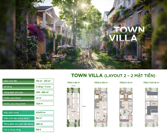 Hoạt ảnh thiết kế mặt bằng TOWN VILLA LAYOUT 2 Eco Retreat